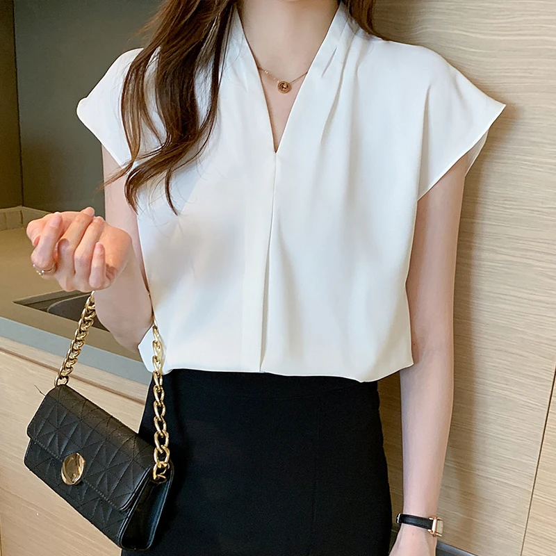 Casual White Blue Chiffon OL Blouse Shirt Top Blusas Mujer De Moda 2021 Short Sleeve Blouse Women Blusa Feminina Female Tops
Casual White Blue Chiffon OL Blouse Shirt Top Blusas Mujer De Moda 2021 Short Sleeve Blouse Women Blusa Feminina Female Tops