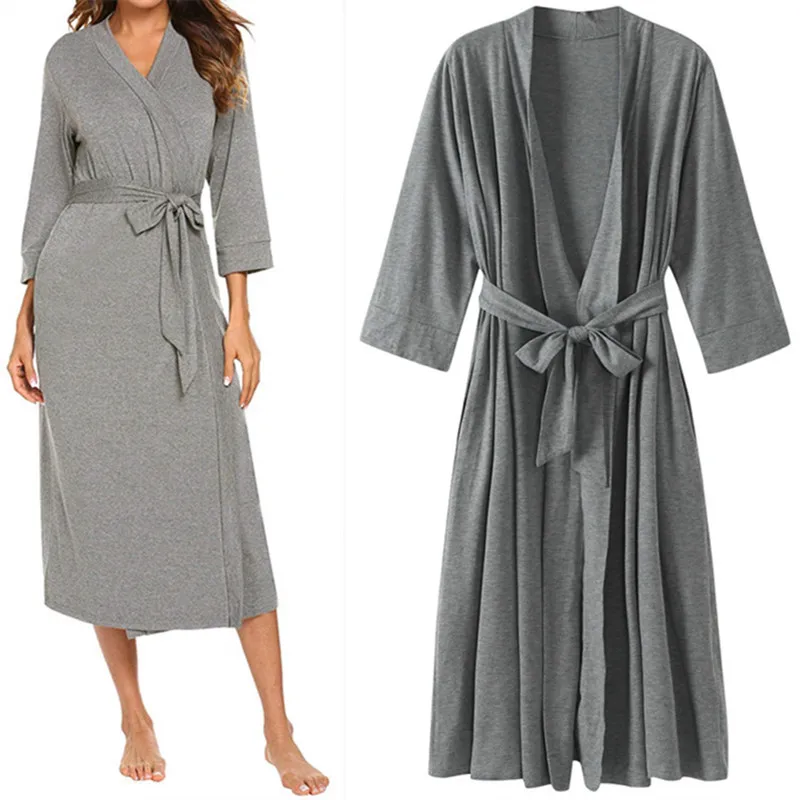 Solid Color Bathrobe Women Cotton Sashes Cardigan Robe Female Simplicity Pockets Three Quarter Sleeve Night Dress S-2XL RM50283
Solid Color Bathrobe Women Cotton Sashes Cardigan Robe Female Simplicity Pockets Three Quarter Sleeve Night Dress S-2XL RM50283