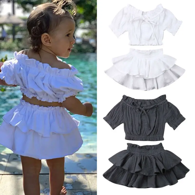 2019 Brand Toddler Kids Baby Girl Clothes Ruffle Solid Short Sleeve Tops+Skirt 2pcs Holiday Outfits
2019 Brand Toddler Kids Baby Girl Clothes Ruffle Solid Short Sleeve Tops+Skirt 2pcs Holiday Outfits
