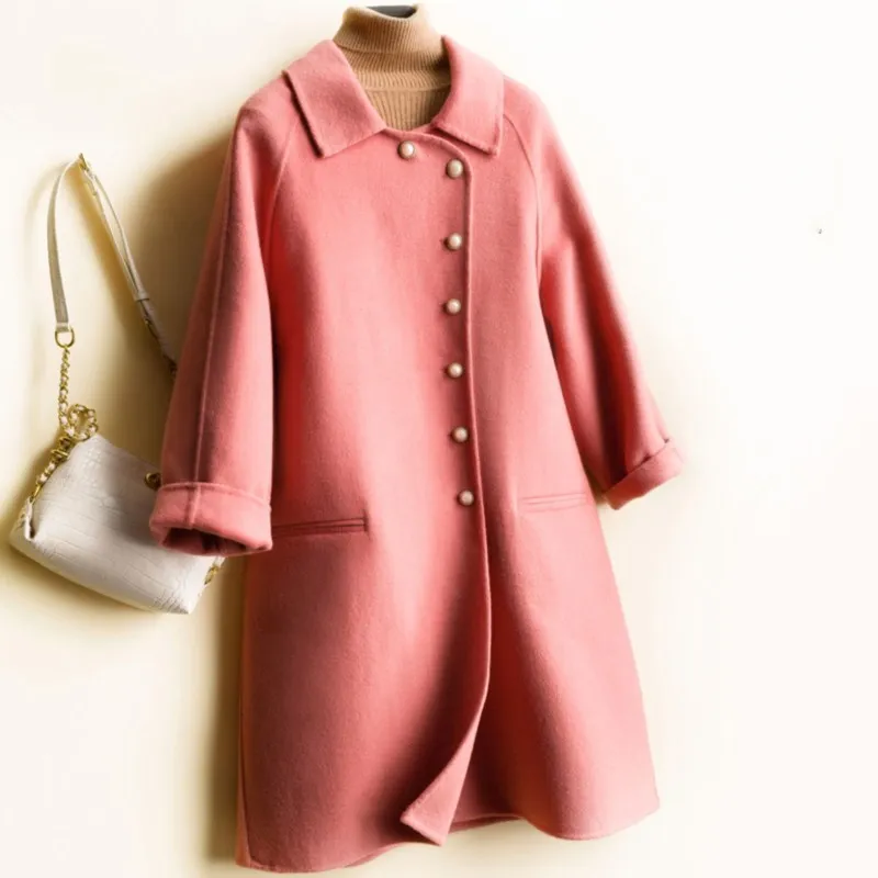double Net red new national style faced cashmere coat women's wool coat fat pure wool coat medium length
double Net red new national style faced cashmere coat women's wool coat fat pure wool coat medium length