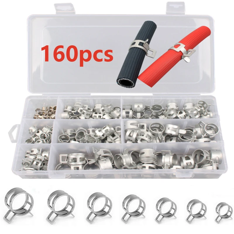 160PCS 6.5-18mm Pipe Clamp Boxed Dacromet Elastic Band 8 Specifications Each 20 Sets Woodworking Clamps Hose Clamps
160PCS 6.5-18mm Pipe Clamp Boxed Dacromet Elastic Band 8 Specifications Each 20 Sets Woodworking Clamps Hose Clamps