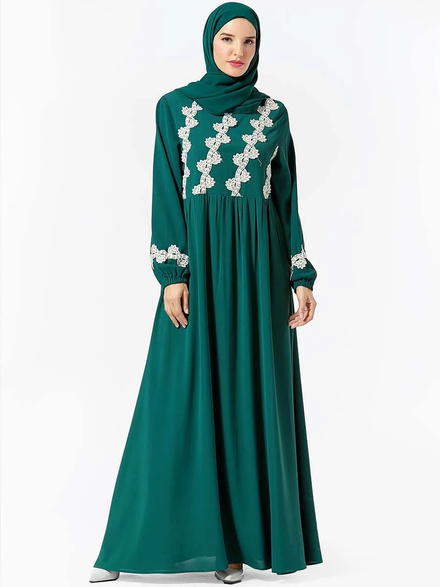 Arab Women's Wear Plant Embroidery Big Pendulum Long Abaya Dresses Ramadan Ed Clothing (Excluding Headscarf) Kaftan Muslim Dress |