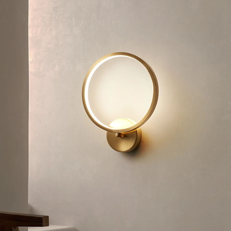 

FSS современный круглый золотой настенный светильник, светодиодные фонари для спальни, гостиной, ТВ, фона, прохода, домашнего освещения