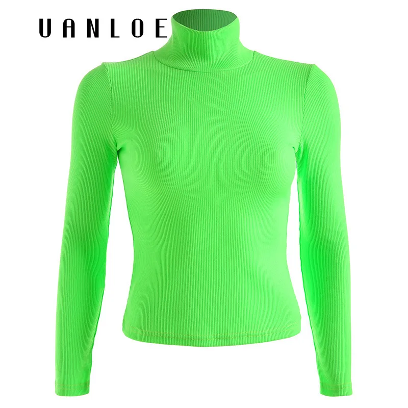 Women Turtleneck Long Sleeve t shirt High Street Bodycon Fluorescent Green tshirt Spring Autumn Casual Knitted tee Shirt
Women Turtleneck Long Sleeve t shirt High Street Bodycon Fluorescent Green tshirt Spring Autumn Casual Knitted tee Shirt