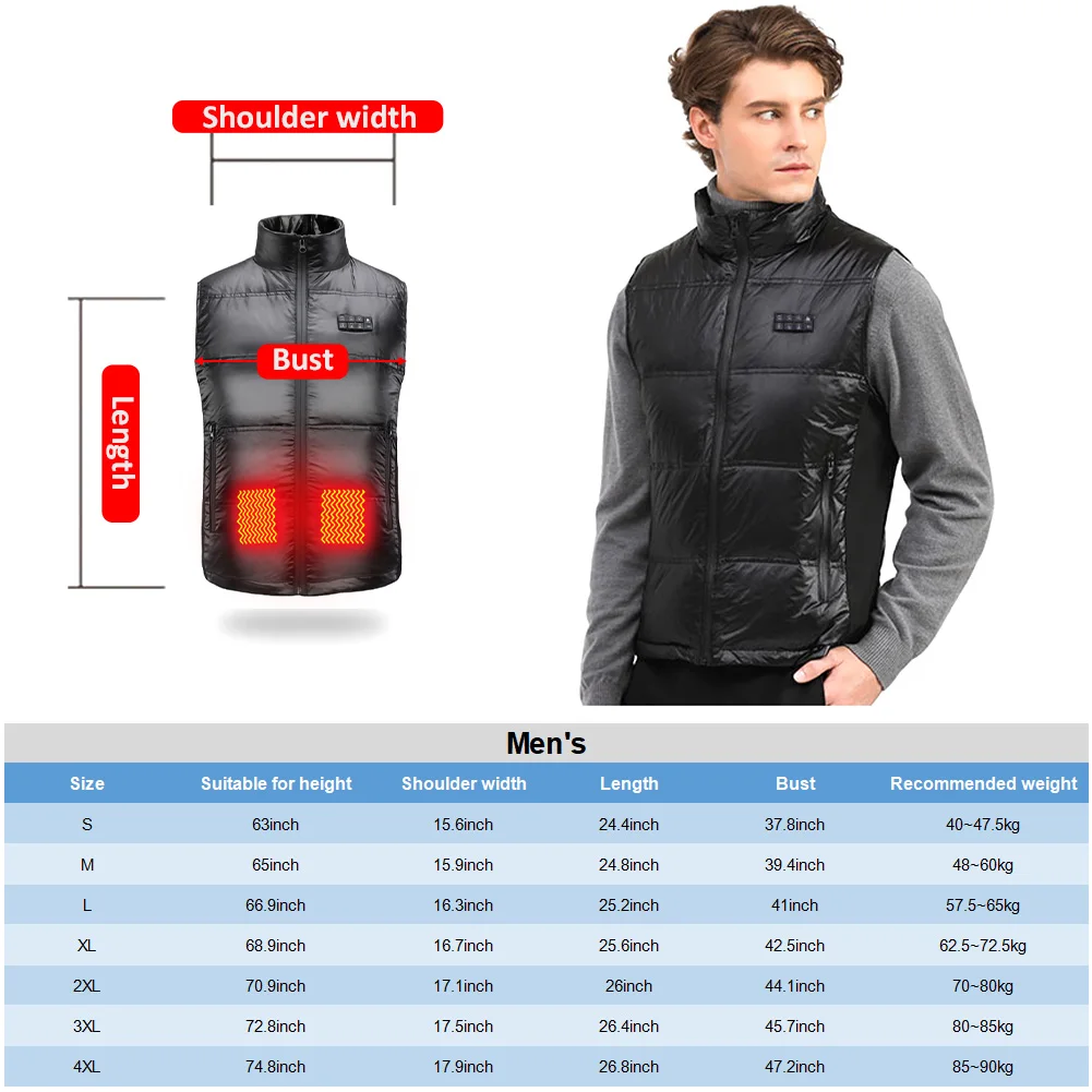 11 Zone Heated Men Winter Vest USB Electric Plus Size Sleeveless Charging Camping Windbreak Full Body Hiking Jackets Outdoor
11 Zone Heated Men Winter Vest USB Electric Plus Size Sleeveless Charging Camping Windbreak Full Body Hiking Jackets Outdoor