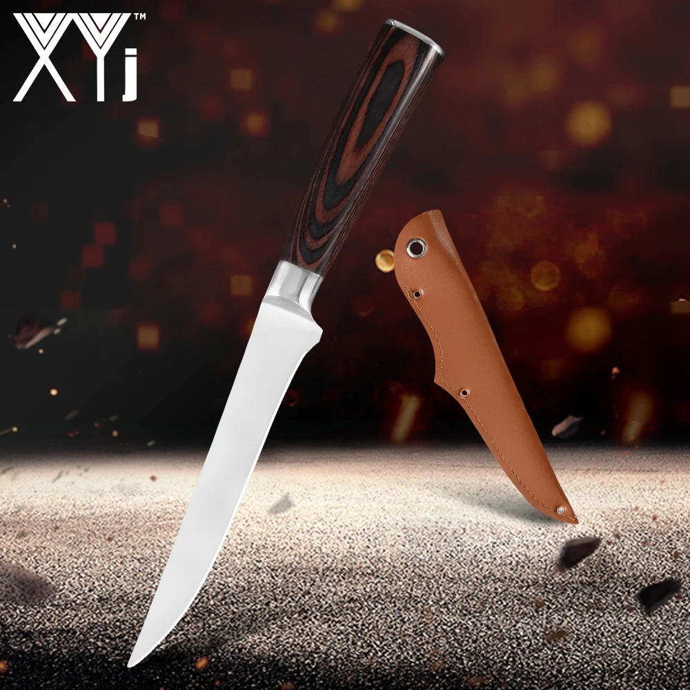 XYj 5.5 дюймовый нож для филе из нержавеющей стали с ручкой из дерева для мяса, рыбы, суши и ножным кухонным инструментом.