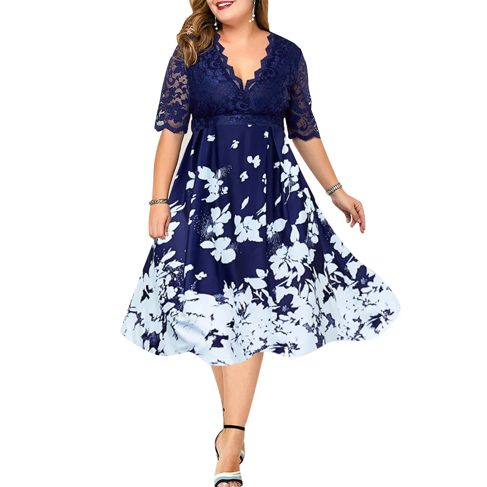 Sexy Lace Evening Party Dress New Summer Fashion Patchwork Flower Elegant Dresses Women Plus Size
Sexy Lace Evening Party Dress New Summer Fashion Patchwork Flower Elegant Dresses Women Plus Size