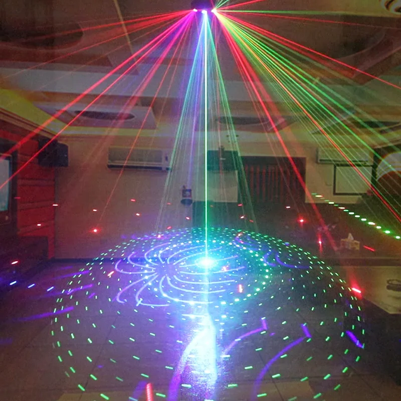 

Светодиодный диско-лазерный светильник YSH, сценический мини-светильник DMX с 9 глазами, с эффектом RGBW для DJ, клуба, бара, украшение вечерние, ла...