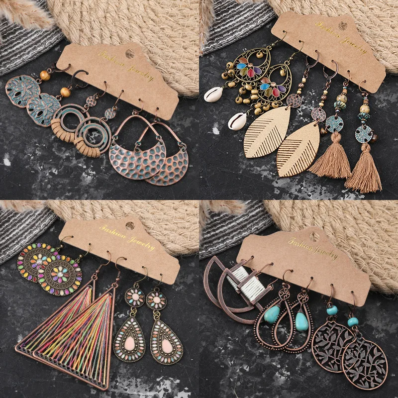 Ethnic Bohemian Earrings Set For Women Geometric Vintage Hollow Fashion Wooden Cotton Alloy Carved Tassel Earrings Ornaments
Ethnic Bohemian Earrings Set For Women Geometric Vintage Hollow Fashion Wooden Cotton Alloy Carved Tassel Earrings Ornaments