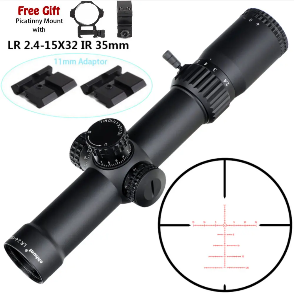 ohhunt LR 2.4-15X32 IR 35mm Tube Compact Hunting Riflescopes Glass Etched Reticle Red Illuminated Sight Turrets Lock Reset Scope
ohhunt LR 2.4-15X32 IR 35mm Tube Compact Hunting Riflescopes Glass Etched Reticle Red Illuminated Sight Turrets Lock Reset Scope