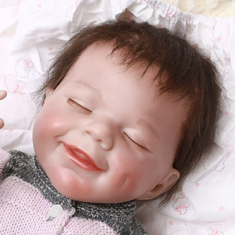 17inch Full Silicone Reborn Dolls Smile Face Sleeping Baby Black Hair Reborn Realistic Doll Wear Sweater Coat For Children Gift
17inch Full Silicone Reborn Dolls Smile Face Sleeping Baby Black Hair Reborn Realistic Doll Wear Sweater Coat For Children Gift