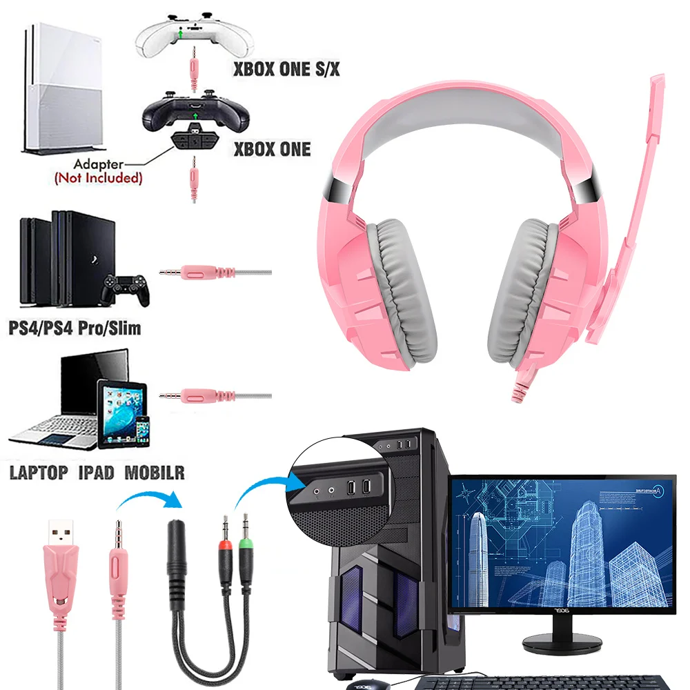 Pink Headset Gamer Girl with HD MIC & Led light Over Ear PC Headphones For Switch/Laptop/PS4/XBOX Girls Gift
Pink Headset Gamer Girl with HD MIC & Led light Over Ear PC Headphones For Switch/Laptop/PS4/XBOX Girls Gift