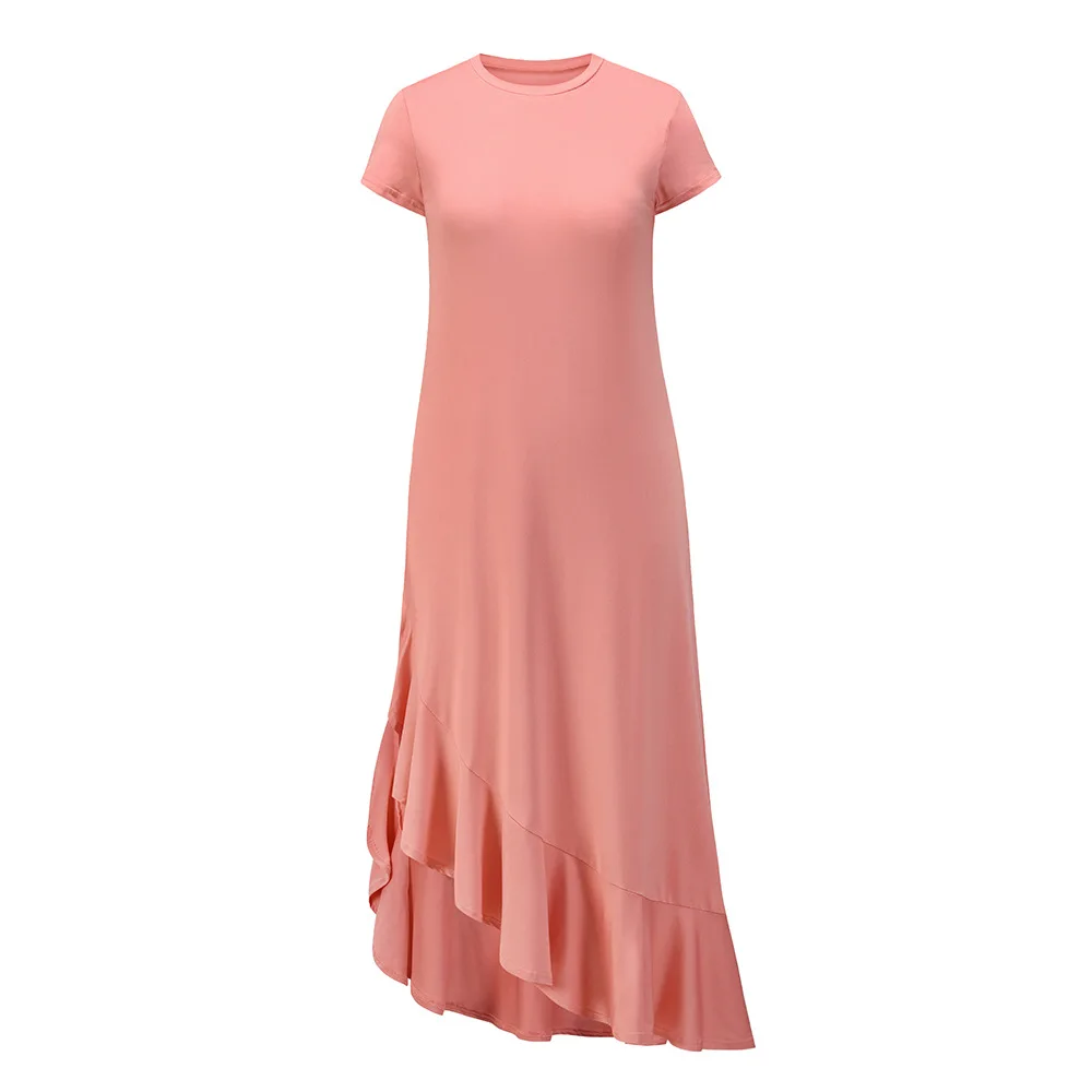 YG brand women's summer new European and American large short sleeve knitted dress with ruffle split sexy dress
YG brand women's summer new European and American large short sleeve knitted dress with ruffle split sexy dress