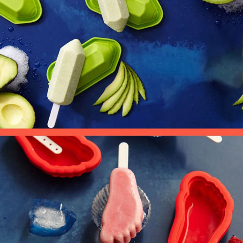 Foot Shape Ice Cream Molds Homemade Freezer Ice Lolly Mould With Lid And Stick Made from silicone and PP material
Foot Shape Ice Cream Molds Homemade Freezer Ice Lolly Mould With Lid And Stick Made from silicone and PP material