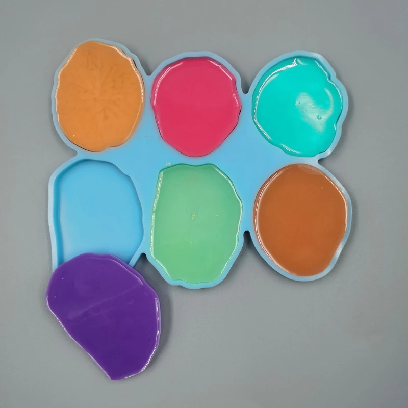 

Tray Epoxy Resin Mold Six Irregular Circles Silicone Mould DIY Crafts Decorations Casting Tool