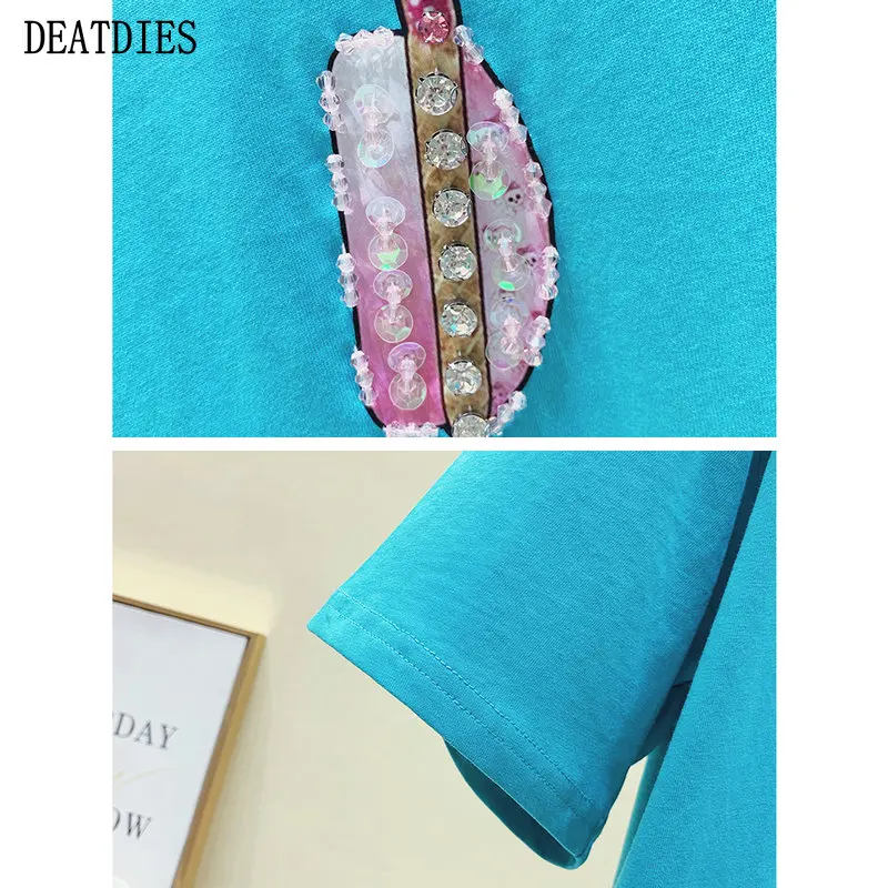 New Beading Casual O-Neck Knitted Short Sleeve Tops Women Summer Loose White T-Shirt Fashion Plus Size Summer Tees Female 2021
New Beading Casual O-Neck Knitted Short Sleeve Tops Women Summer Loose White T-Shirt Fashion Plus Size Summer Tees Female 2021