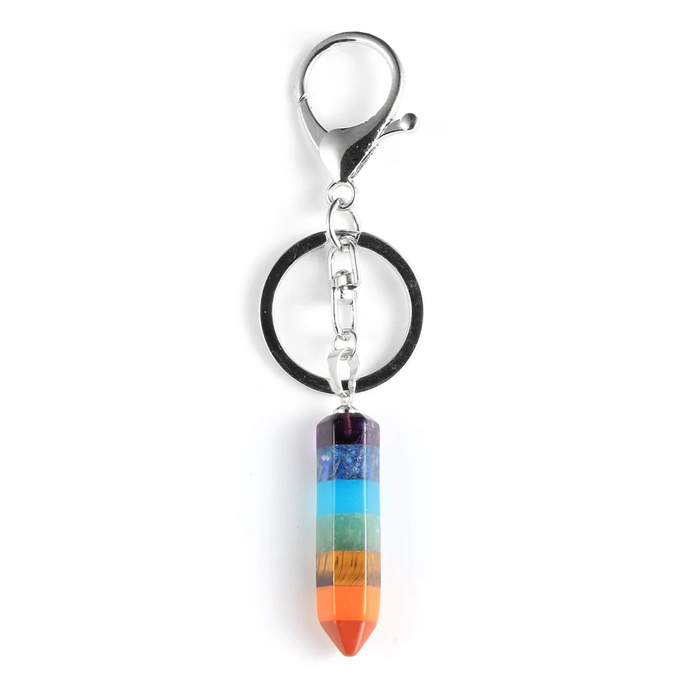 7 Chakras Quartz Hexagonal Cone Key Chain Natural Stone Bullet Pendant Dangling Keyring Healing Reiki Yoga Jewelry
7 Chakras Quartz Hexagonal Cone Key Chain Natural Stone Bullet Pendant Dangling Keyring Healing Reiki Yoga Jewelry