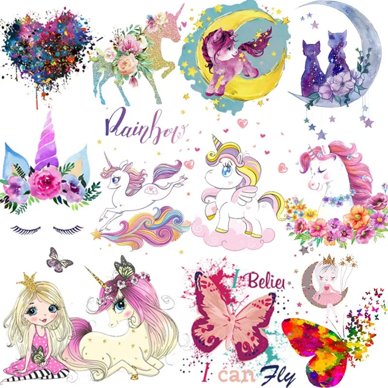 Cute Unicorn Ironing Stickers Heat Transfer Vinyl Patches Thermal Iron On Transfers For Clothing DIY Applique Butterfly Patches
Cute Unicorn Ironing Stickers Heat Transfer Vinyl Patches Thermal Iron On Transfers For Clothing DIY Applique Butterfly Patches