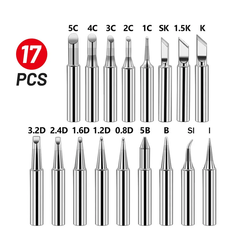 17Pcs Lead-Free Soldering Iron Tip 900M-T For HAKKO 936 YIHUA Soldering Station For Welding Bridges Solder Iron Tip Soldering
17Pcs Lead-Free Soldering Iron Tip 900M-T For HAKKO 936 YIHUA Soldering Station For Welding Bridges Solder Iron Tip Soldering