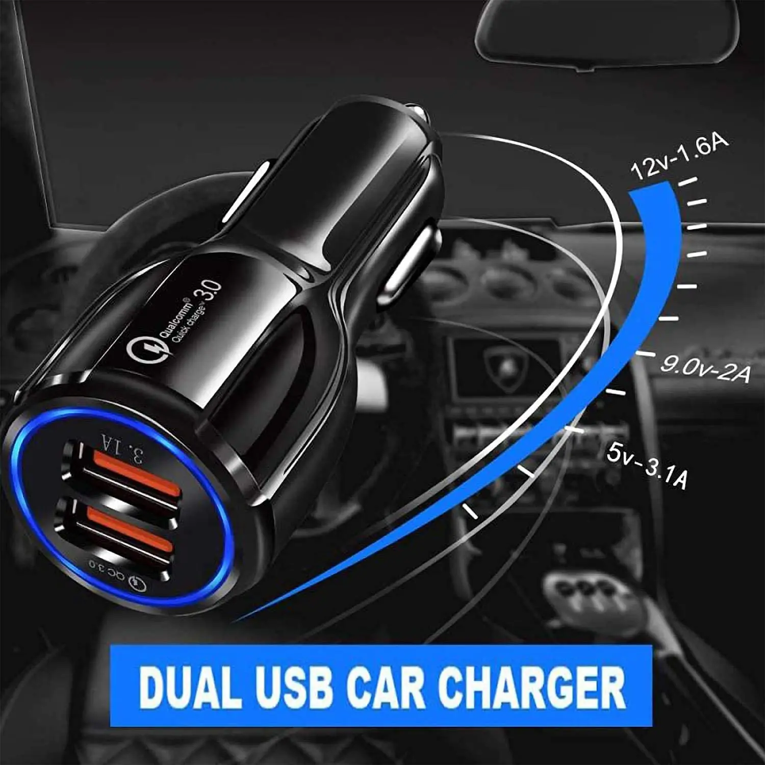 18W 3.1A Car Charger Dual USB Fast Charging QC Phone Charger Adapter For iPhone 12 11 Pro Max 6 7 8 Xiaomi Redmi Huawei 
18W 3.1A Car Charger Dual USB Fast Charging QC Phone Charger Adapter For iPhone 12 11 Pro Max 6 7 8 Xiaomi Redmi Huawei