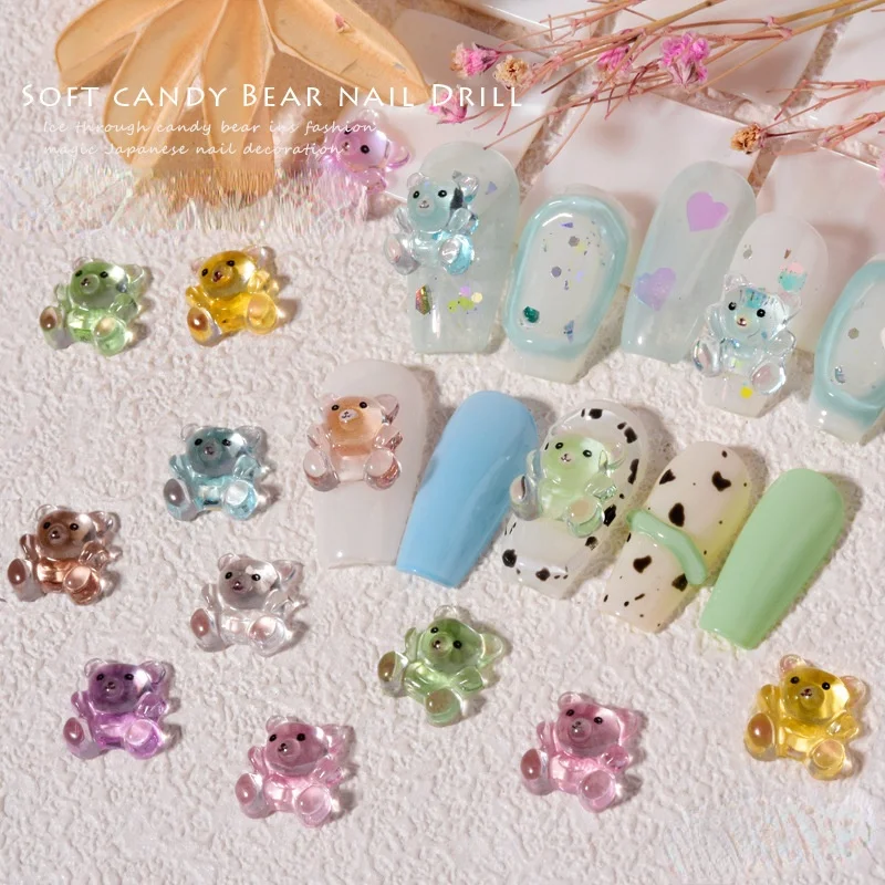 24pcs cartoon bear Nail Jewelry ice transparent cute three-dimensional crystal jewelry nail decoration diamond candy bear 
24pcs cartoon bear Nail Jewelry ice transparent cute three-dimensional crystal jewelry nail decoration diamond candy bear