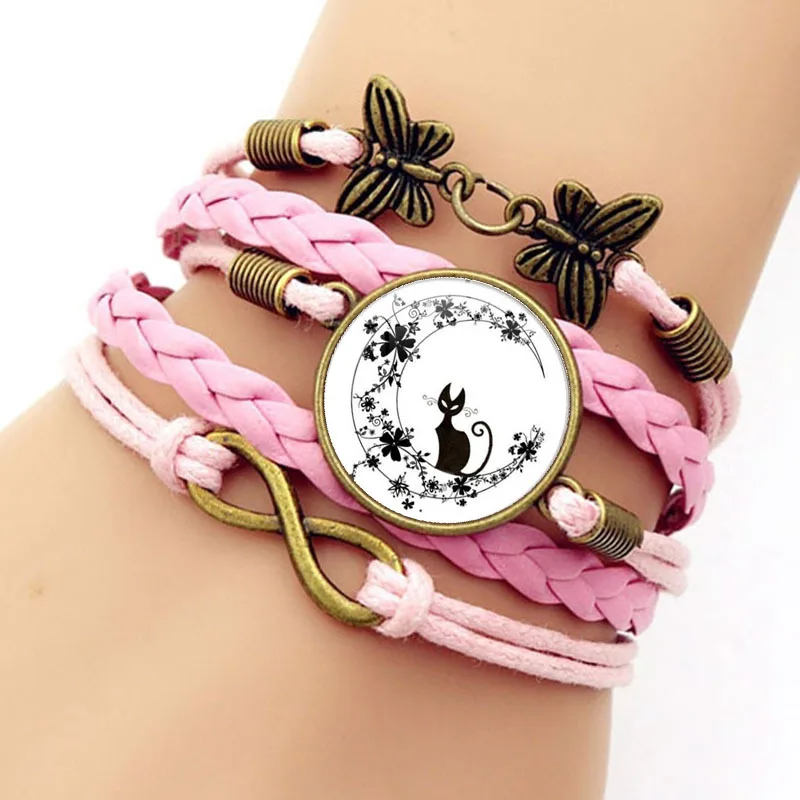 Girl infinitely beautiful pink moon cat leather bracelet braided cabochon glass bracelet great handmade bracelet 8 designs
Girl infinitely beautiful pink moon cat leather bracelet braided cabochon glass bracelet great handmade bracelet 8 designs