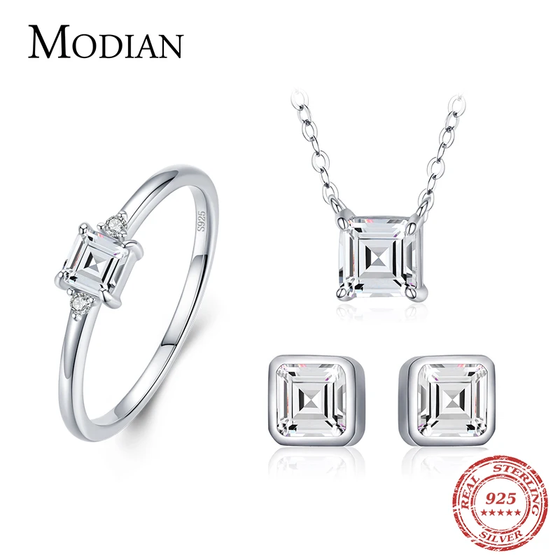 Modian 100% реальные 925 стерлингового серебра Классический изумрудная огранка