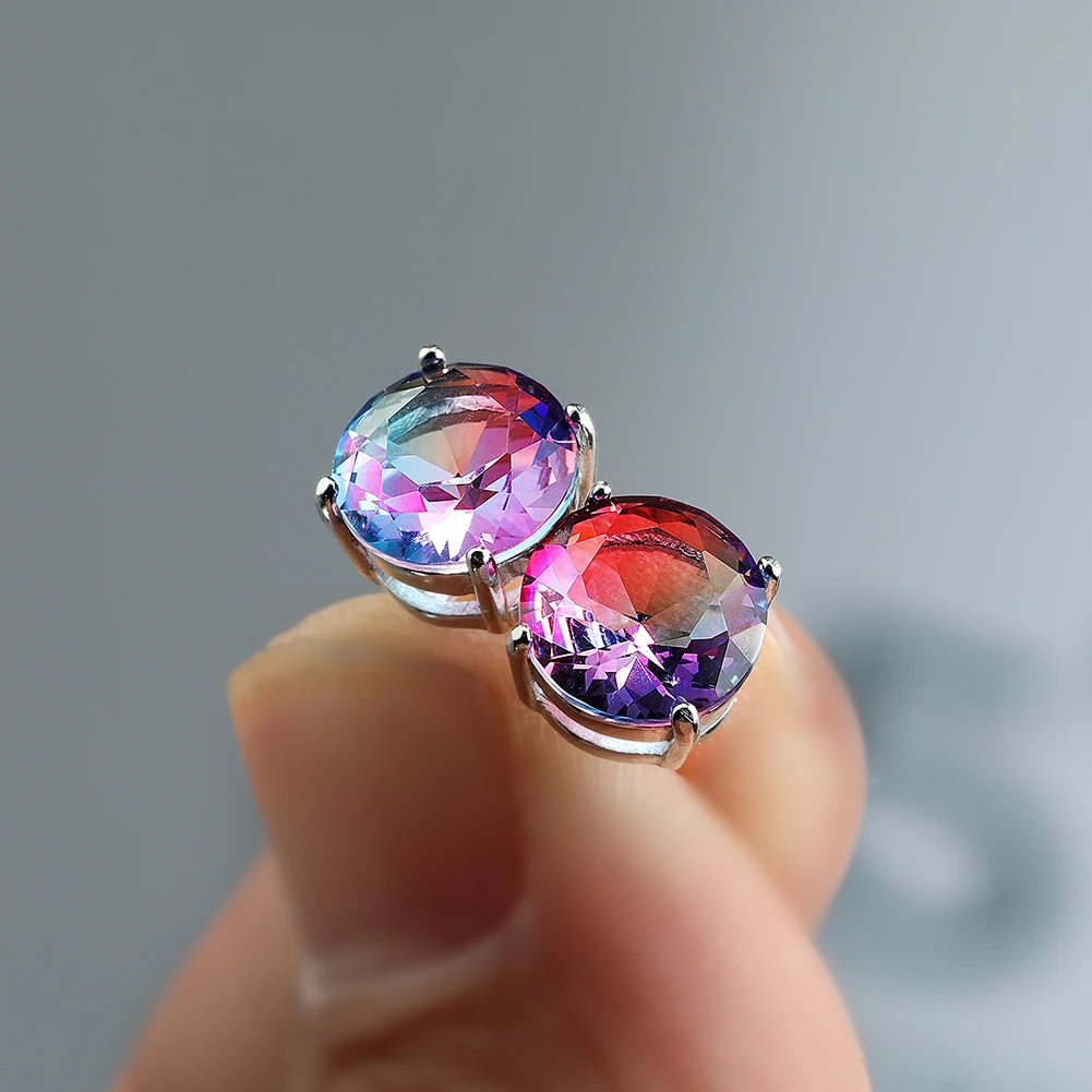 Temperament Simple Round Colorful Stud Earrings Four Claws Dlicate Design For Women Elegant Wedding Engagement Jewelry Gifts
Temperament Simple Round Colorful Stud Earrings Four Claws Dlicate Design For Women Elegant Wedding Engagement Jewelry Gifts