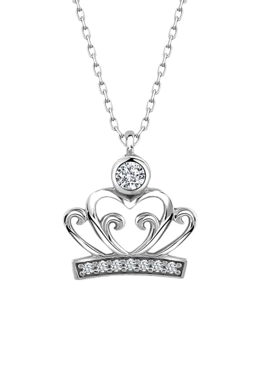 

Certified with Swarovski crystal Queen Crown 925 Silver Necklace