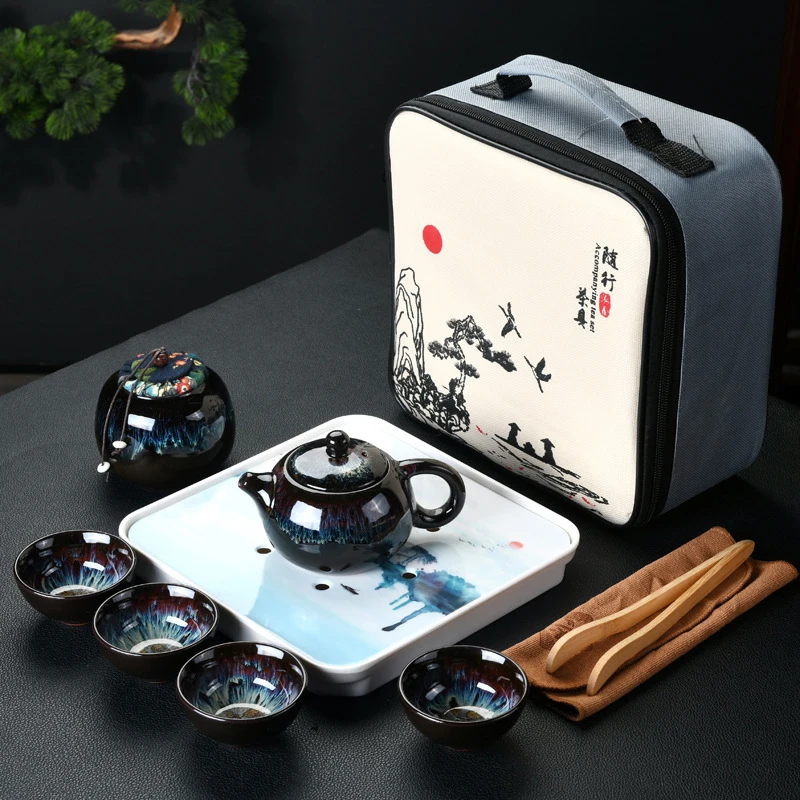 

Chinese Kung Fu Travel Tea Set Ceramic Glaze Teapot Teacup Gaiwan Porcelain Teaset Kettles Teaware Sets Drinkware Tea Ceremony