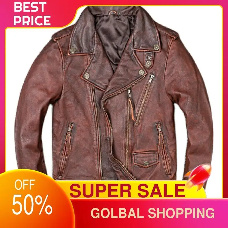 2021 Vintage Brown American Motorcycle Style Genuine Leather Jacket Men Plus Size 5XL Real Natural Cowhide Slim Fit Biker's Coat
2021 Vintage Brown American Motorcycle Style Genuine Leather Jacket Men Plus Size 5XL Real Natural Cowhide Slim Fit Biker's Coat