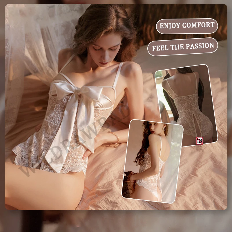 Sexy Lingerie Porno Suspenders Dress Lace Costumes Erotice Stockings Transparent Bowknot Siamese Plus Size Women Slutty Clothes
Sexy Lingerie Porno Suspenders Dress Lace Costumes Erotice Stockings Transparent Bowknot Siamese Plus Size Women Slutty Clothes
