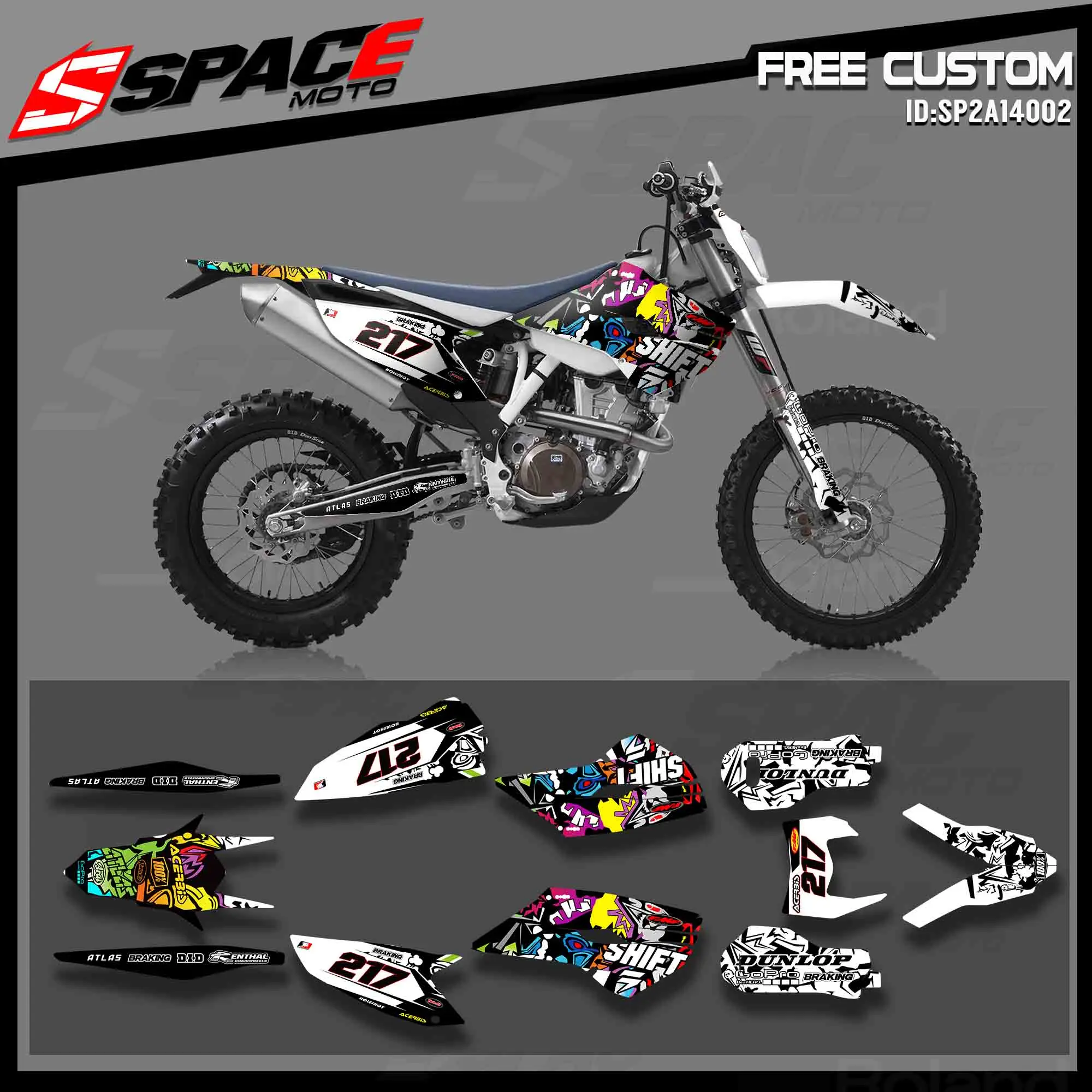 

SPACEMOTO Motorcycle Team Graphic Decal & Sticker Kit For Husqvarna TC FC TX FX FS2014-2015TE FE 2014-2016 Motocross Racing