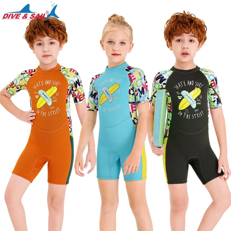 Детский купальный костюм 2 5 мм гидрокостюм для девочек и мальчиков с короткими