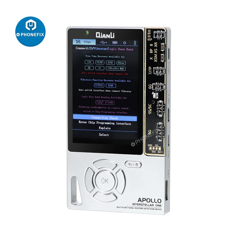 QIANLI APOLLO ONE 6in1 Original Color Repair Programmer for IPhone Batteries Code Read and Write True Tone Restore Light Sensor
QIANLI APOLLO ONE 6in1 Original Color Repair Programmer for IPhone Batteries Code Read and Write True Tone Restore Light Sensor