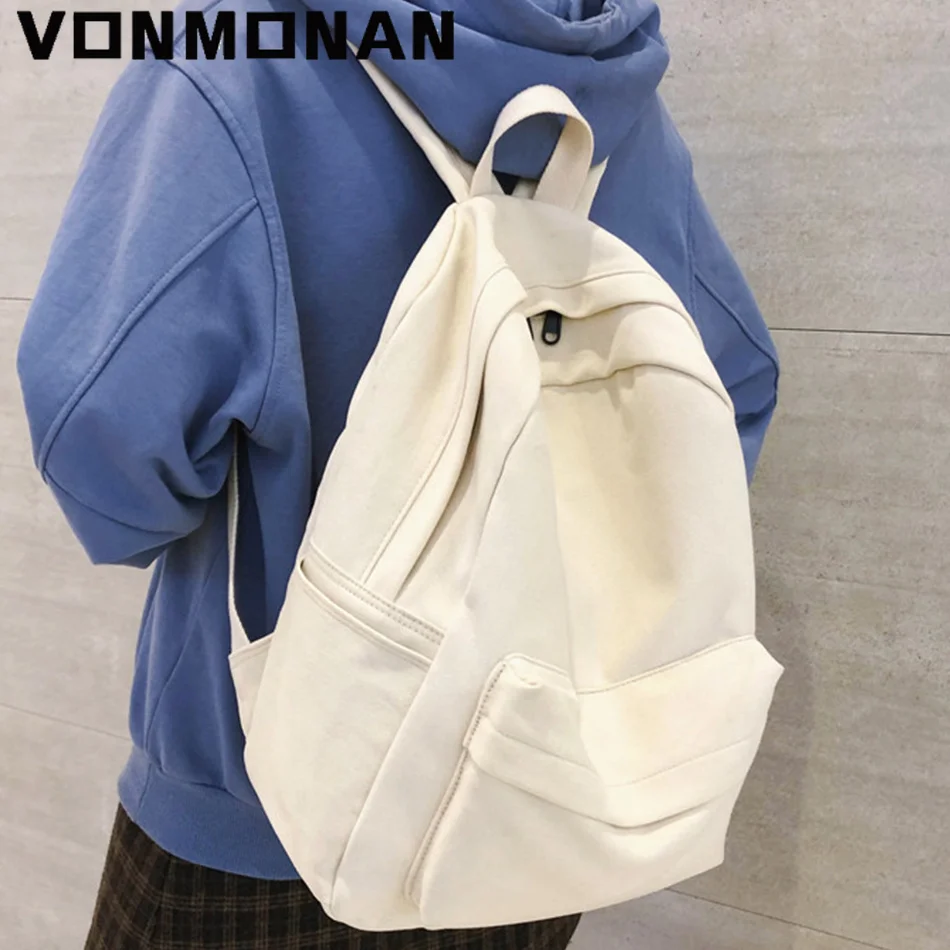 

Fashion Female Bookbag Cotton Canvas Backpack for Teenagers Girl College Men Black School Bag Student Mochila New Women Satchel