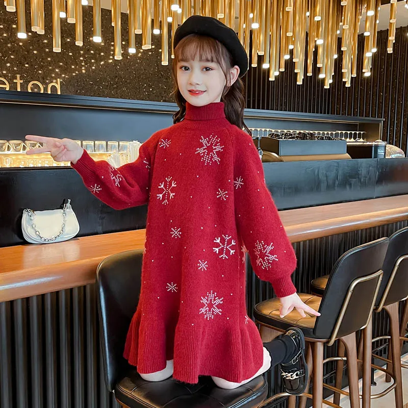 Children's Clothing Girls Knitted Dresses New Year 2022 Party Dresses Spring Turtleneck Snowflake Dress for Girls Kids Clothes
Children's Clothing Girls Knitted Dresses New Year 2022 Party Dresses Spring Turtleneck Snowflake Dress for Girls Kids Clothes