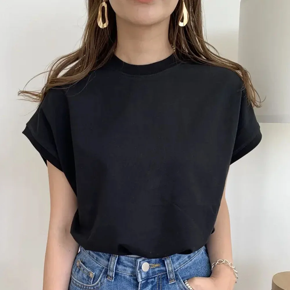 Women's T-Shirt 2022 Summer New Short Sleeve Round Neck Plain Ladies Fashion Straight Black Basic Casual Top Loose Korean Style
Women's T-Shirt 2022 Summer New Short Sleeve Round Neck Plain Ladies Fashion Straight Black Basic Casual Top Loose Korean Style