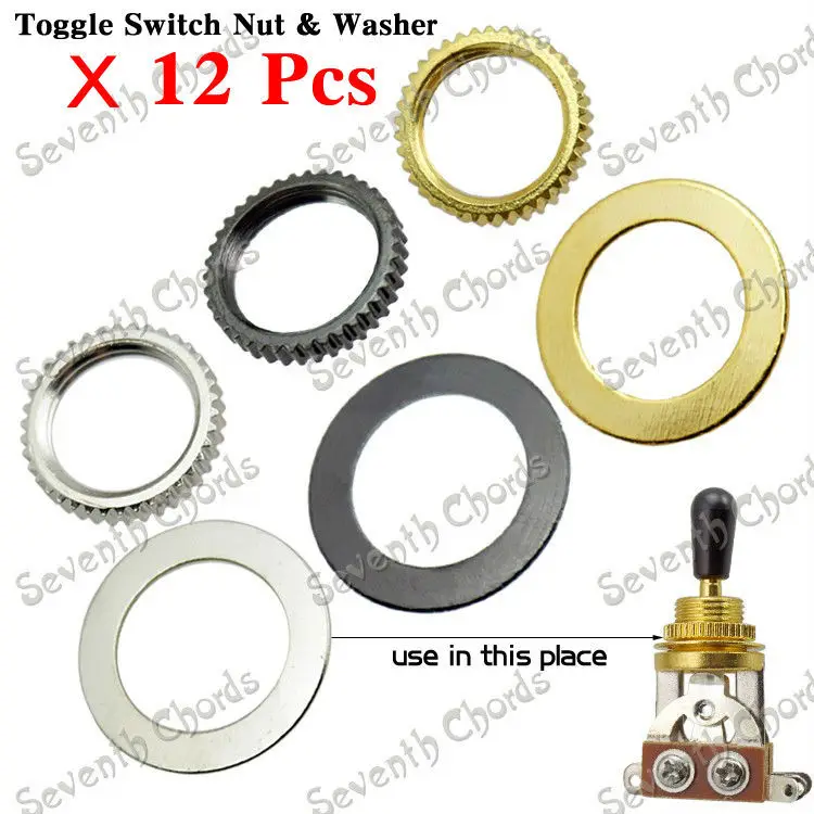 12 Sets Electric Guitar Toggle Switch Nut Washer Pickup Selector Switch Nut Gasket (M12) Silver & Black & Gold For Choose
12 Sets Electric Guitar Toggle Switch Nut Washer Pickup Selector Switch Nut Gasket (M12) Silver & Black & Gold For Choose