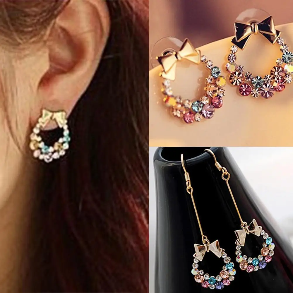 Classic Colorful Rhinestone Drop EarringsSkin-friendly All-matched Bow Women Circle Hook Earrings Stud Earrings Fashion Jewelry 
Classic Colorful Rhinestone Drop EarringsSkin-friendly All-matched Bow Women Circle Hook Earrings Stud Earrings Fashion Jewelry