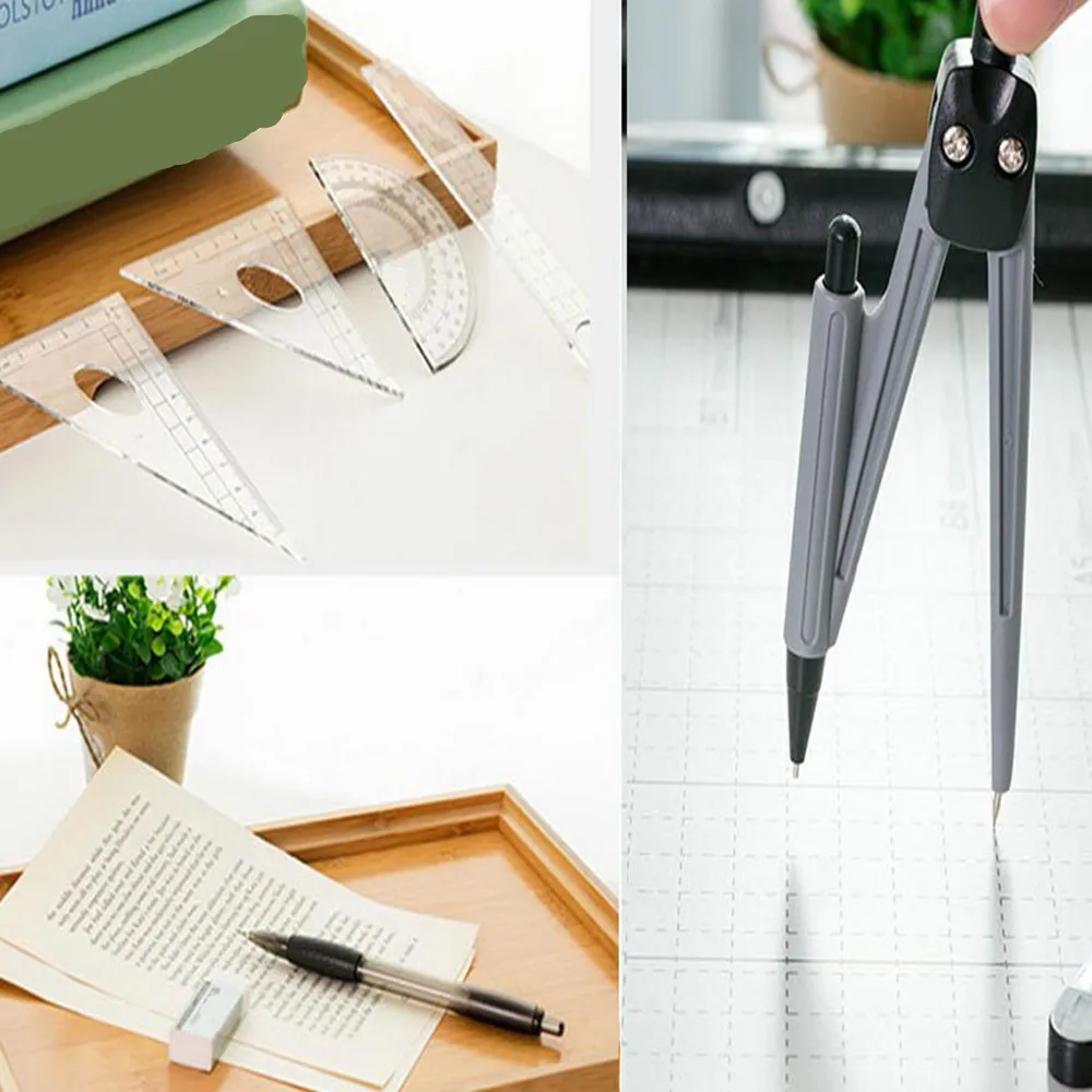8 pcs/set Protractor Drawing Triangle Eraser Compasses Set Math Eraser Ruler For Students School Supplies
8 pcs/set Protractor Drawing Triangle Eraser Compasses Set Math Eraser Ruler For Students School Supplies