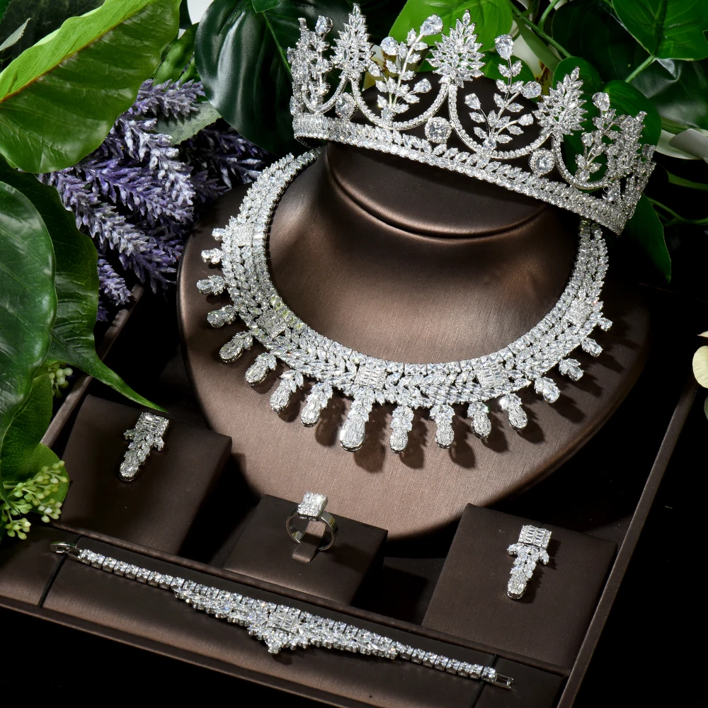 HIBRIDE Big Luxury Bridesmaid Hair Accessories Tiara Crown Jewelry Sets Wholesale Shiny CZ Necklace Pendientes Earring N-1634
HIBRIDE Big Luxury Bridesmaid Hair Accessories Tiara Crown Jewelry Sets Wholesale Shiny CZ Necklace Pendientes Earring N-1634