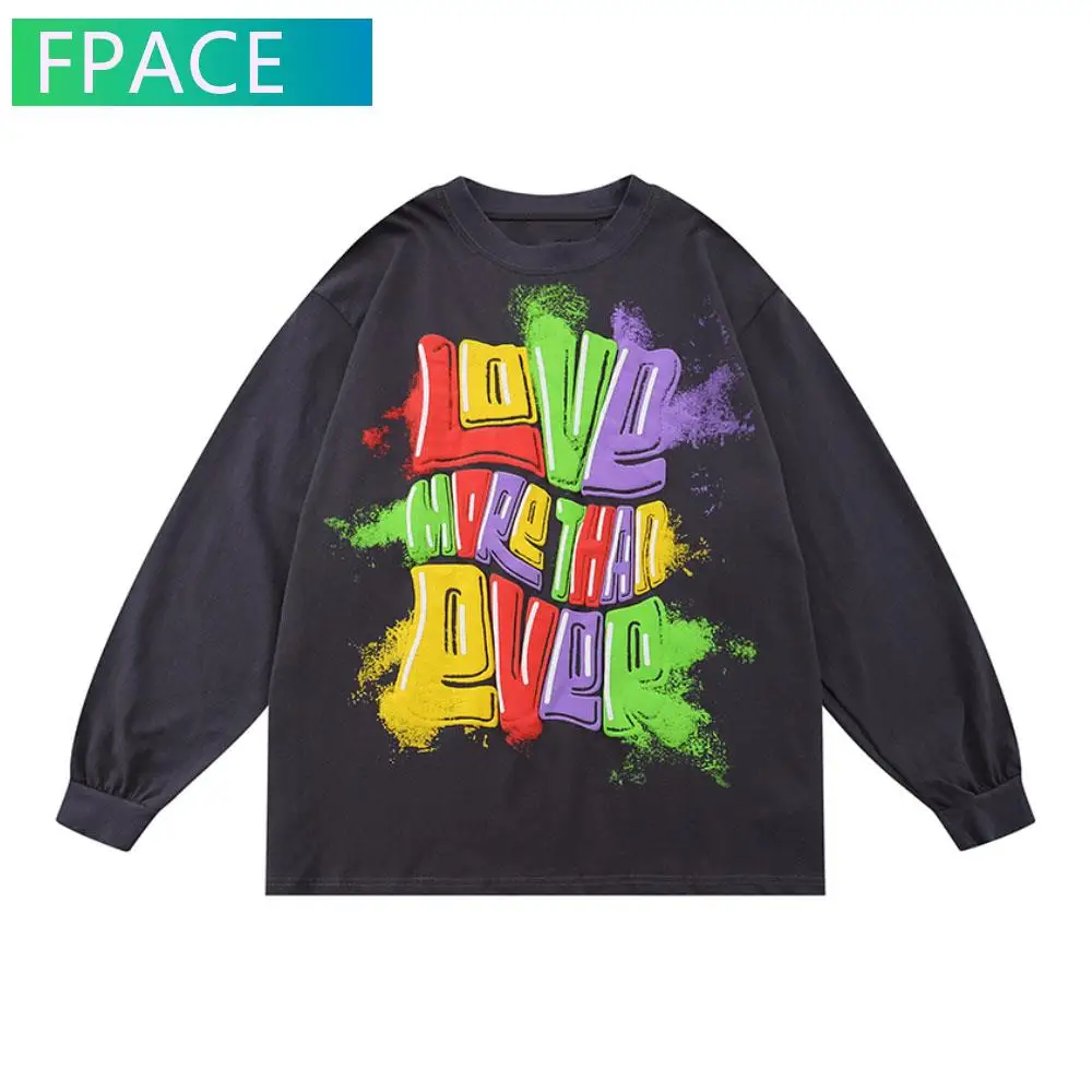 FPACE Tshirts Hip Hop Harajuku Graffiti Rainbow Letter Print Long Sleeve Tees Shirts Streetwear Fashion Loose Cotton Tops
FPACE Tshirts Hip Hop Harajuku Graffiti Rainbow Letter Print Long Sleeve Tees Shirts Streetwear Fashion Loose Cotton Tops