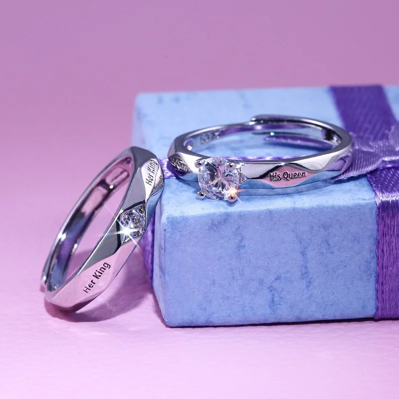 Mifeiya 2 Pcs/Set Lettering "His Queen" "Her King" Open Adjustable Ring with Crystal Rhinestone for Lovers Couple Women Men
Mifeiya 2 Pcs/Set Lettering "His Queen" "Her King" Open Adjustable Ring with Crystal Rhinestone for Lovers Couple Women Men
