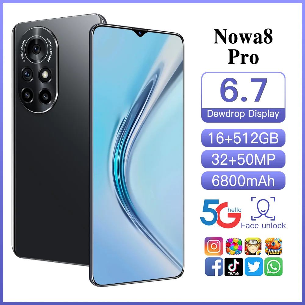 Global Version Nowa8 Pro 6.7 Inch Smartphone Android11 HD Screen 5G Cellphone 16+512GB Face Wake 6800mAh Dual SIM Mobile Phone
Global Version Nowa8 Pro 6.7 Inch Smartphone Android11 HD Screen 5G Cellphone 16+512GB Face Wake 6800mAh Dual SIM Mobile Phone