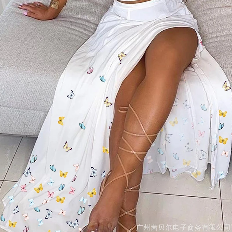 Mandylandy Summer Spaghetti Strap Strapless Backless Top + High Waist Slit Skirt Suit Women's Sexy Butterfly Printing Suit
Mandylandy Summer Spaghetti Strap Strapless Backless Top + High Waist Slit Skirt Suit Women's Sexy Butterfly Printing Suit