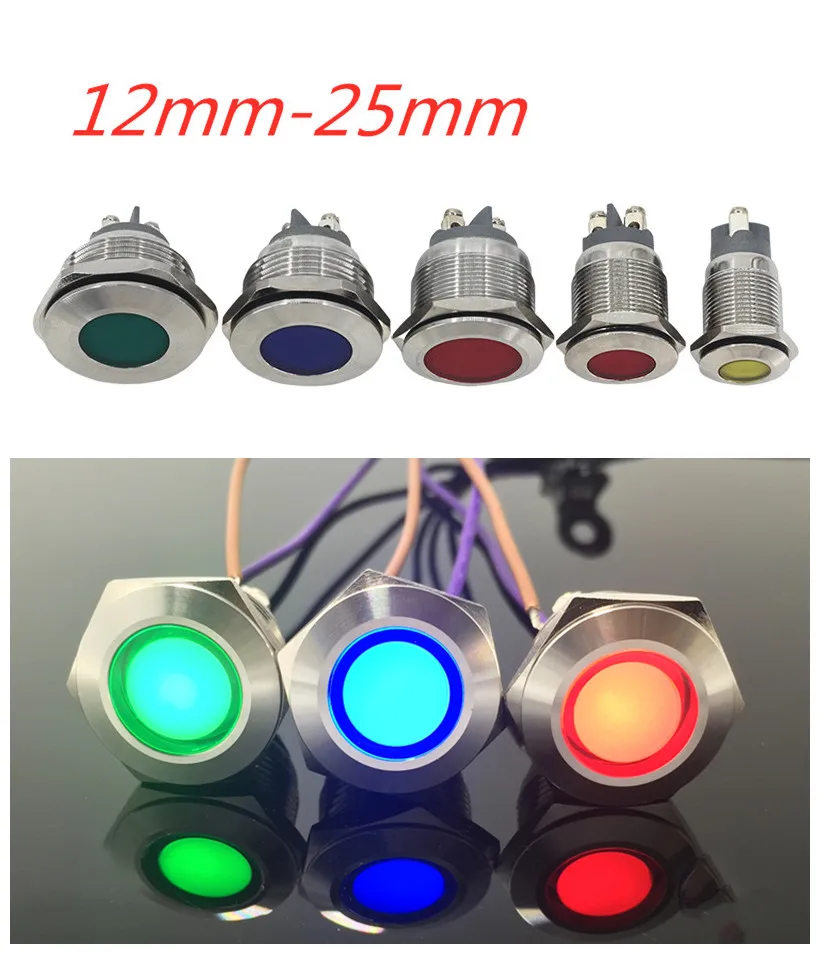 1pc 12 16 19 22mm Waterproof IP67 Metal LED Warning Indicator Light Signal Lamp Pilot Wire3V5V12V24V110V220V Screw pin terminal
1pc 12 16 19 22mm Waterproof IP67 Metal LED Warning Indicator Light Signal Lamp Pilot Wire3V5V12V24V110V220V Screw pin terminal