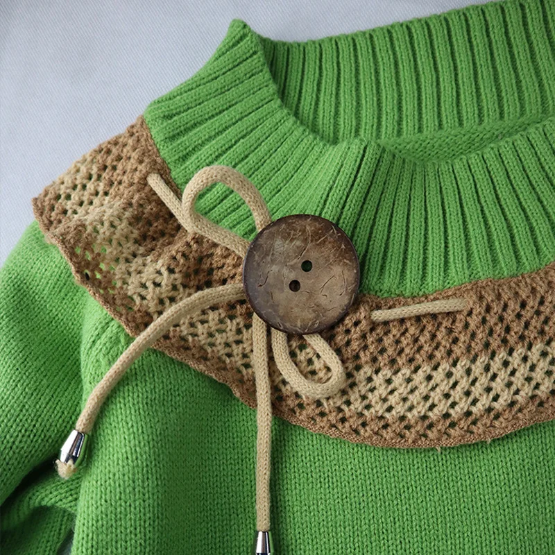 women knitted sweater top pullover Long Sleeve Elastic Vintage Top Winter Patchwork Sweaters
women knitted sweater top pullover Long Sleeve Elastic Vintage Top Winter Patchwork Sweaters