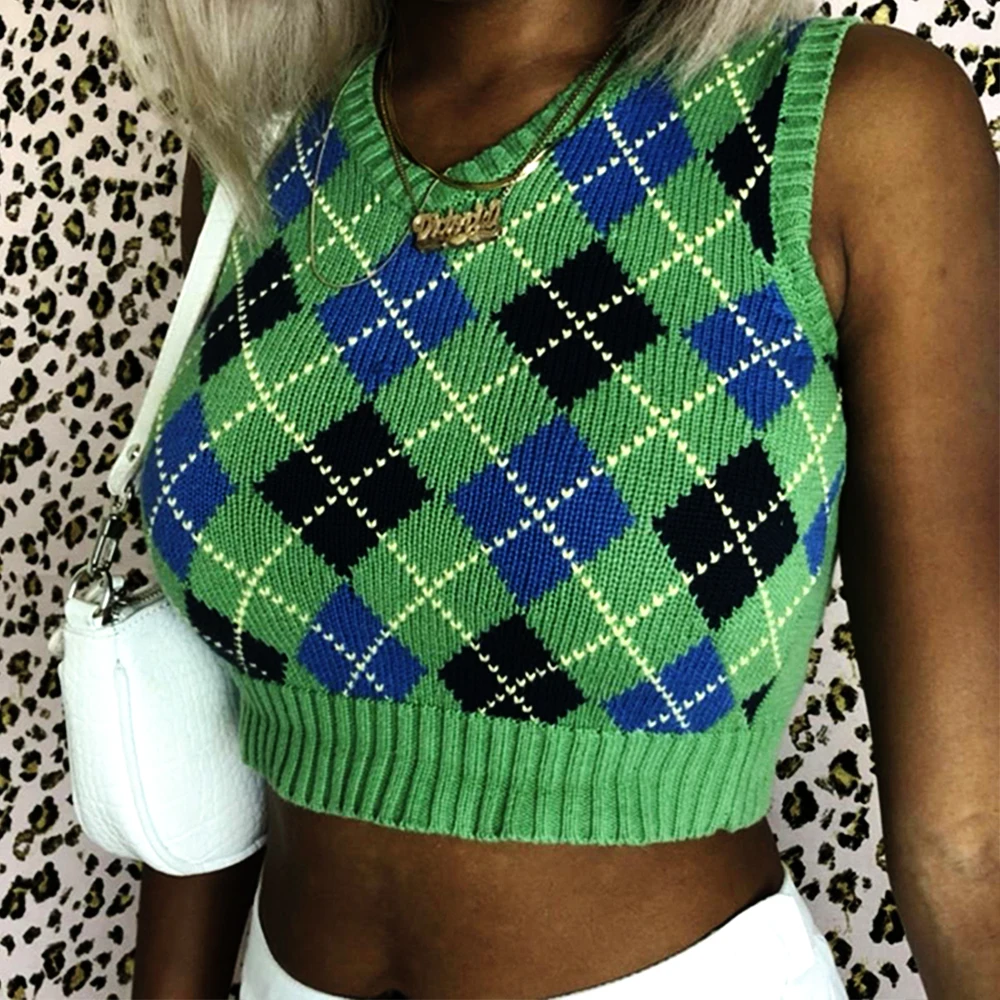 Vintage Fashion Plaid Knitted Sweater Vest Women V-neck Sleeveless Pullovers Slim Autumn Winter Tops Paneled Sweater Color Block
Vintage Fashion Plaid Knitted Sweater Vest Women V-neck Sleeveless Pullovers Slim Autumn Winter Tops Paneled Sweater Color Block