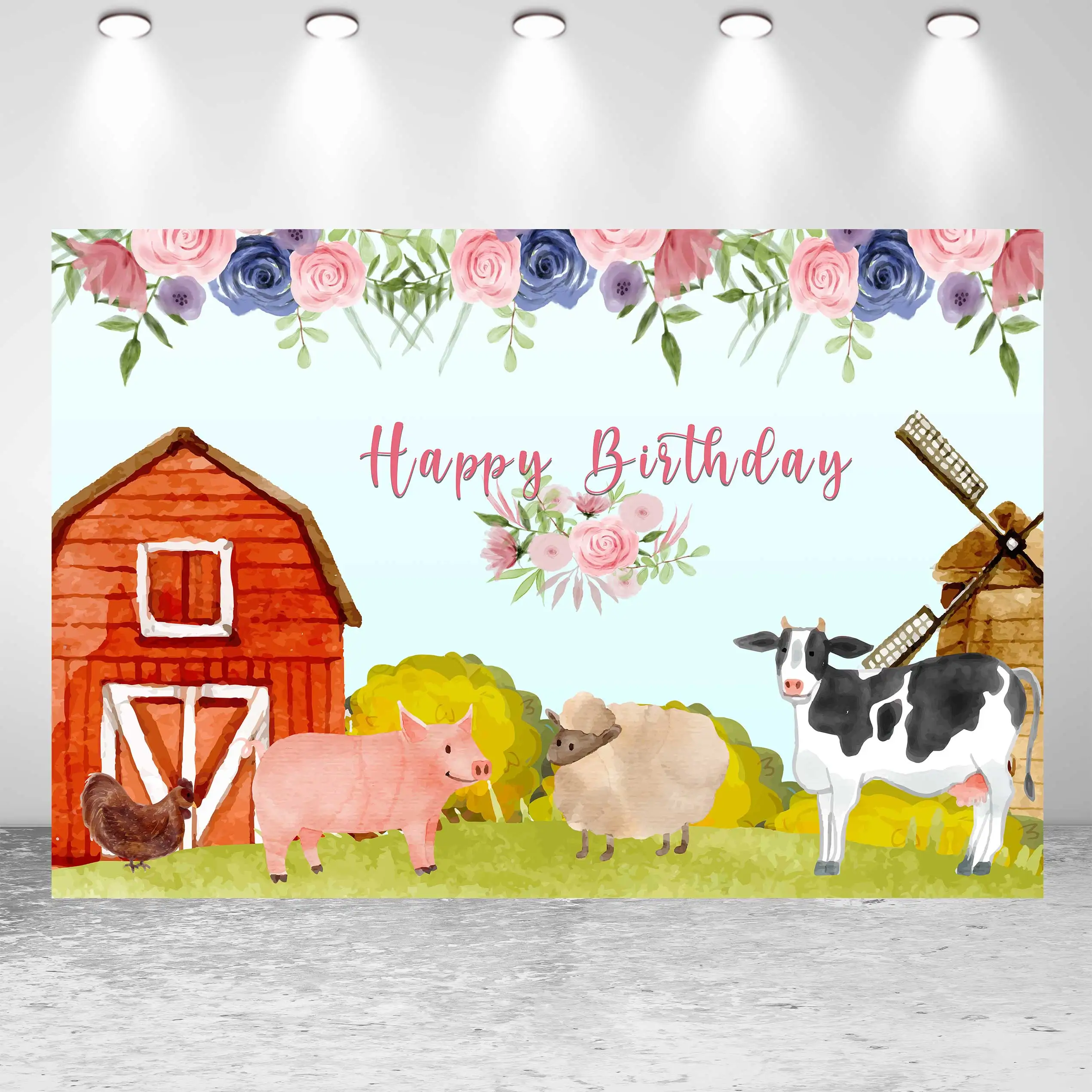 NeoBack фон для фотосъемки с изображением животных сарая акварель цветов свиней